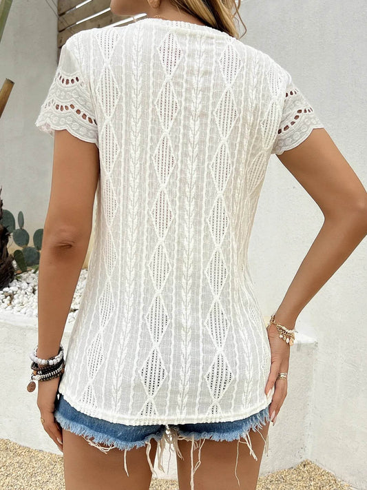 Crochet Lace Short Sleeve T-Shirt Trendsi 55de21f4532741ec9d33c7a49b4adf09-Max-Origin