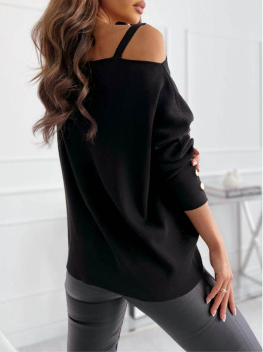 Asymmetrical Neck Buttoned Top Trendsi 55f66fdda896499db1d7b9a05dfc7c70-Max