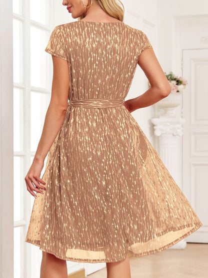 V-Neck Metallic Print Dress Trendsi 562eef38-36cc-4b21-ba90-eca03f6f3e0a-Max-Origin