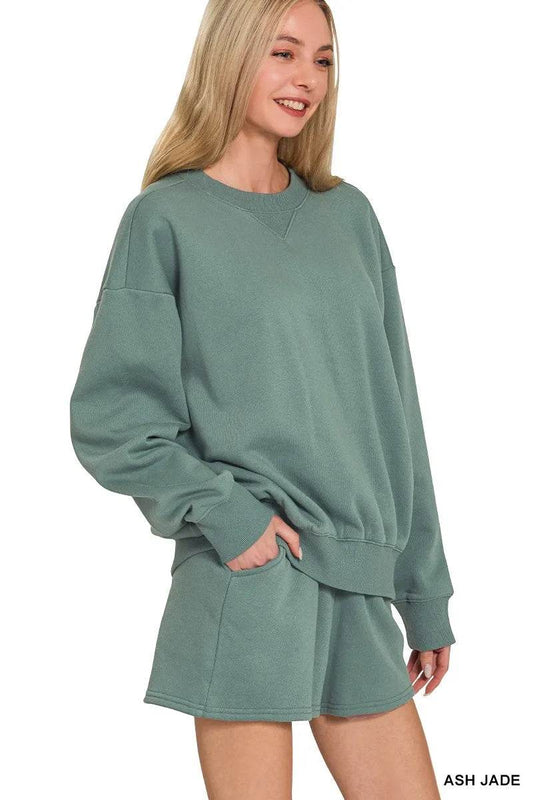 Zenana Fleece Long Sleeve Sweatshirts & Shorts Set Trendsi 564a874e62684490bdf24141d7c9c940-Max-Origin