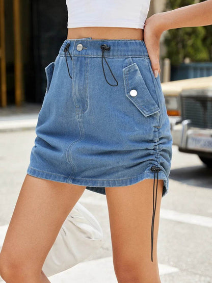 Drawstring Denim Skirt with Pockets Trendsi 564da08d-23e1-4e71-b409-9750815d980c-Max