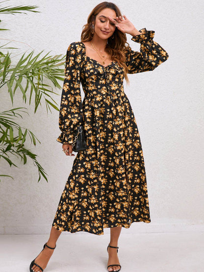 Flounce Sleeve Slit Midi Dress Trendsi 565383b8b05a4780aee13f6f52c2c86f-Max