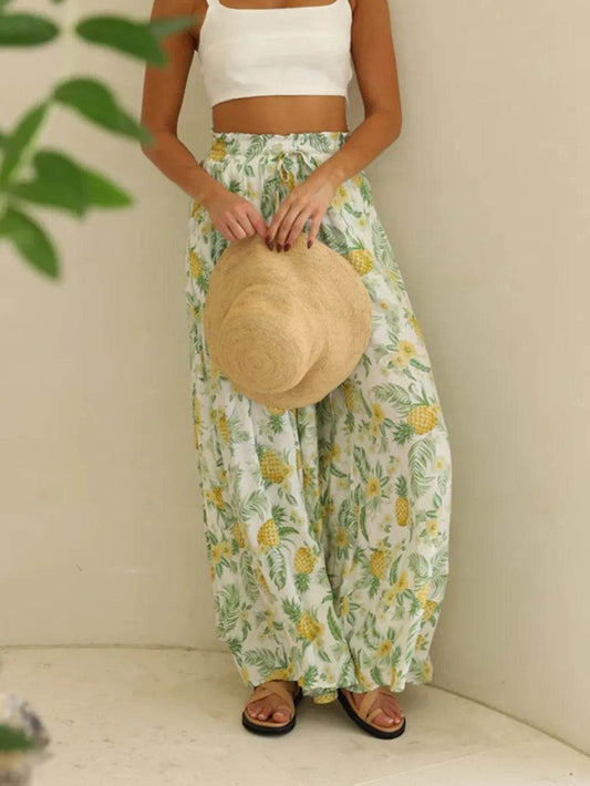Drawstring Paperbag Waist Printed Wide Leg Pants Trendsi 56764222-6f8a-47d8-8a14-501cff85715c-Max