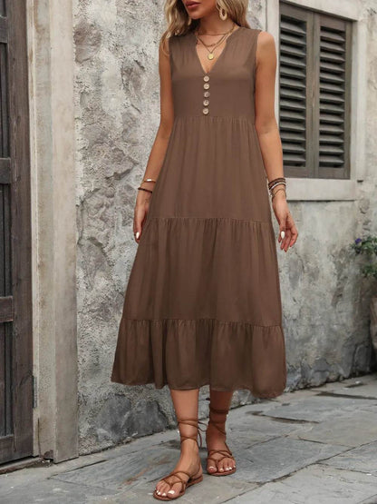Ivy Lane Decorative Button Notched Sleeveless Dress Trendsi 567d5c91-6a68-4578-a85e-ab1b5f96054e-Max