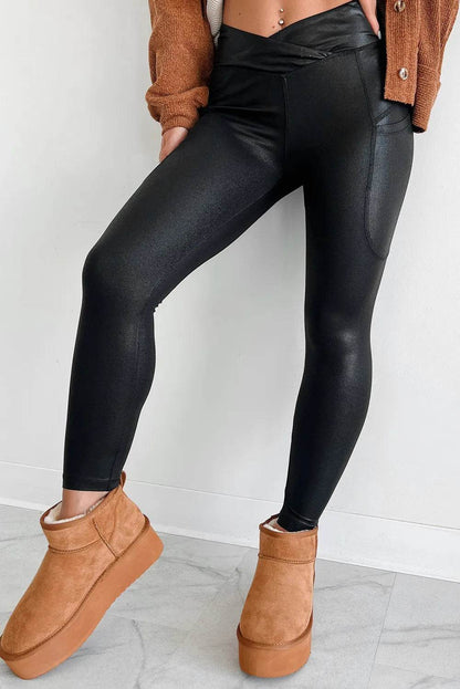 Pocketed V-Cut Waist Leggings Black Trendsi 568ae045-f902-43c4-aa2b-767fa4d51303-Max