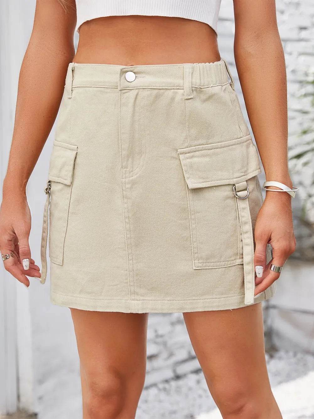 Pocketed Buttoned Denim Skirt Trendsi 56b679b9-d79c-4c19-8e29-3cad3b0b3849-Max