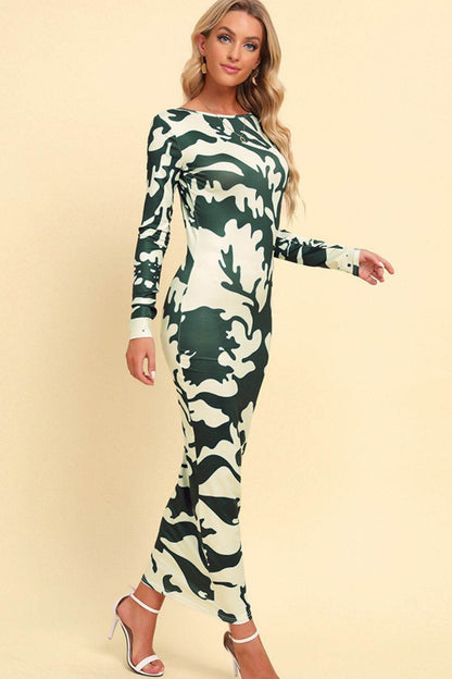 Printed Backless Long Sleeve Maxi Dress Trendsi 56d159406570408284cf2a5453dde265-Max