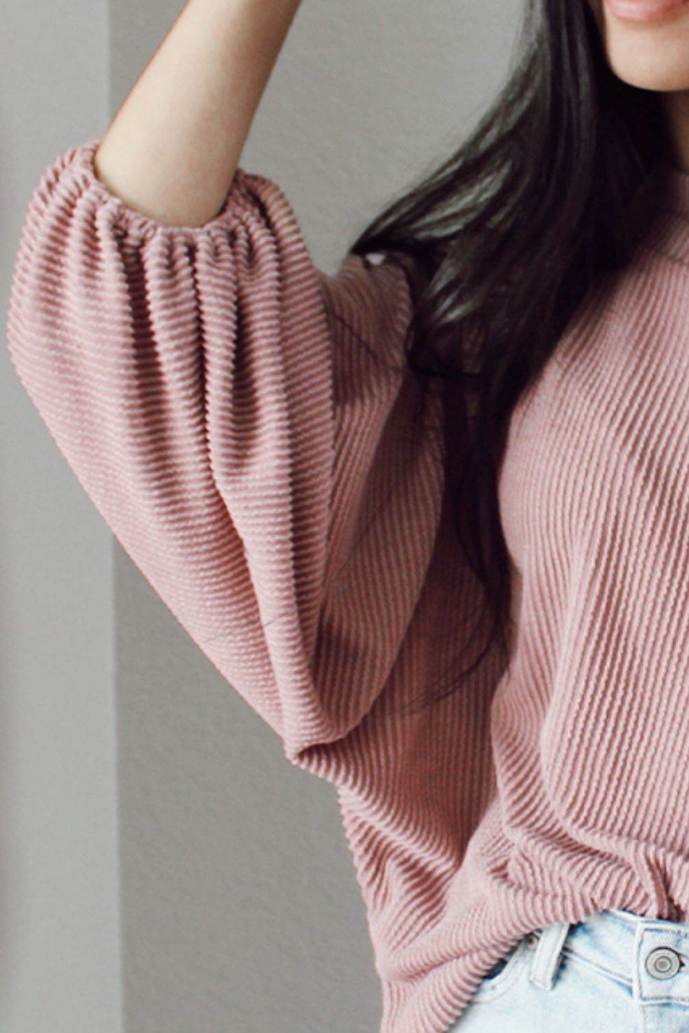 Ribbed Long Sleeve Knit Top Trendsi 56e8610a0b6244f4b124cb1c1c0b9194-Max