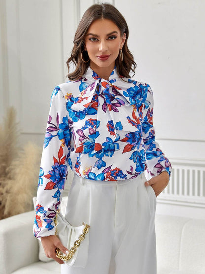 Floral Tie Neck Long Sleeve Blouse Trendsi 56eaa3fb1cde4e9caae643ddaa868ad2-Max