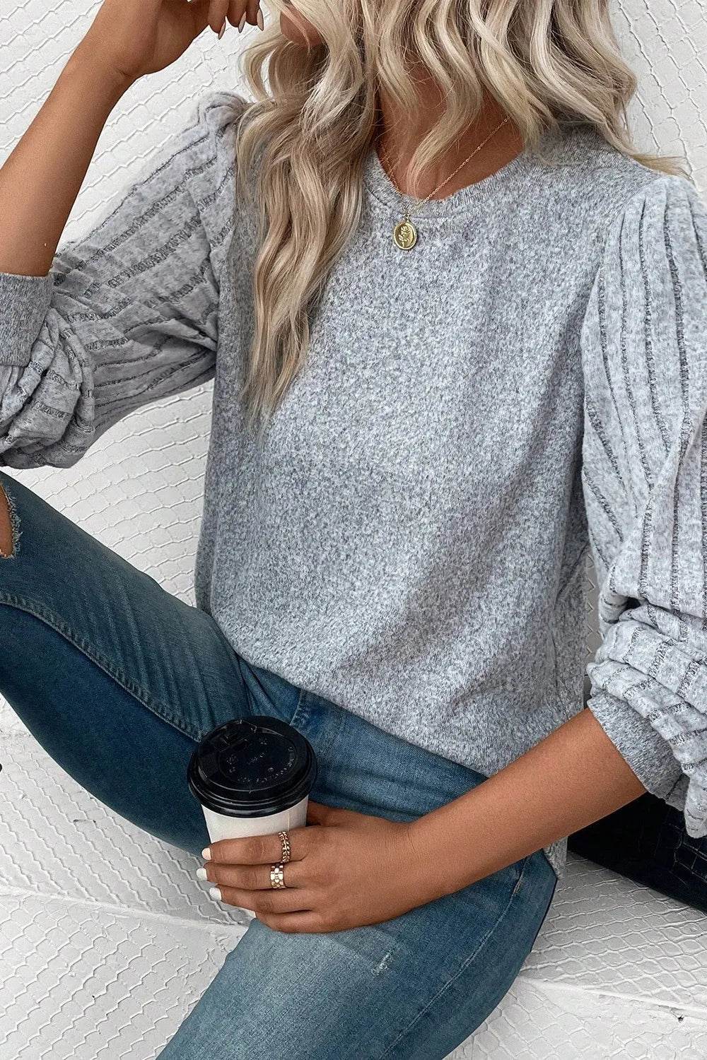 Ribbed Round Neck Long Sleeve Knit Top Trendsi 5727b742d4b14e0688759cfdaf803aae-Max