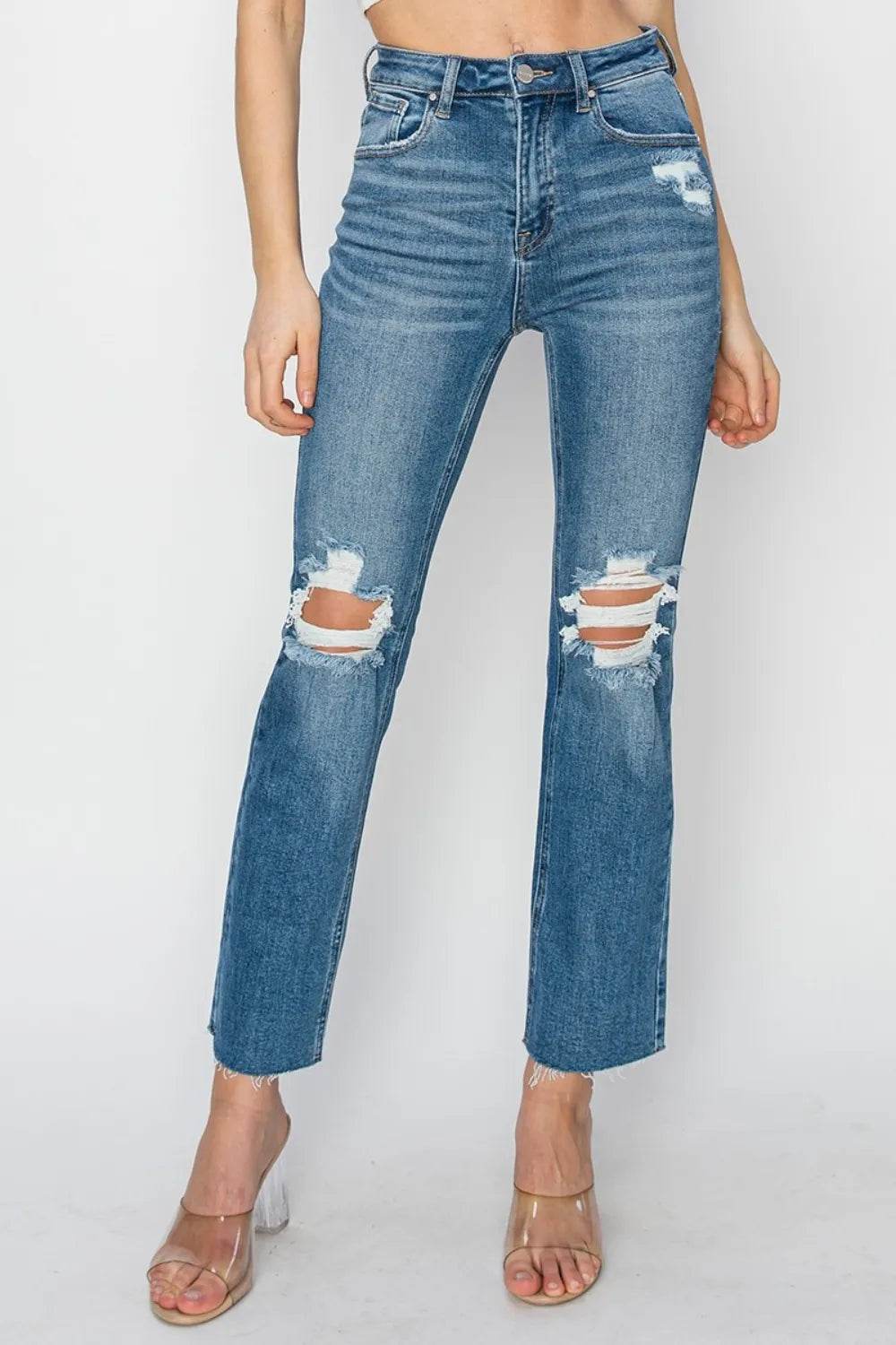 RISEN High Rise Distressed Ankle Jeans Medium Trendsi 577fc99d-352e-4fad-acd9-90ef8bd1b86a-Max