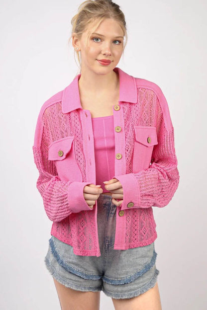 VERY J Button Up Long Sleeve Lace Shirt Trendsi 578b82e5-14a2-406e-baad-5b7ba0e092a4-Max