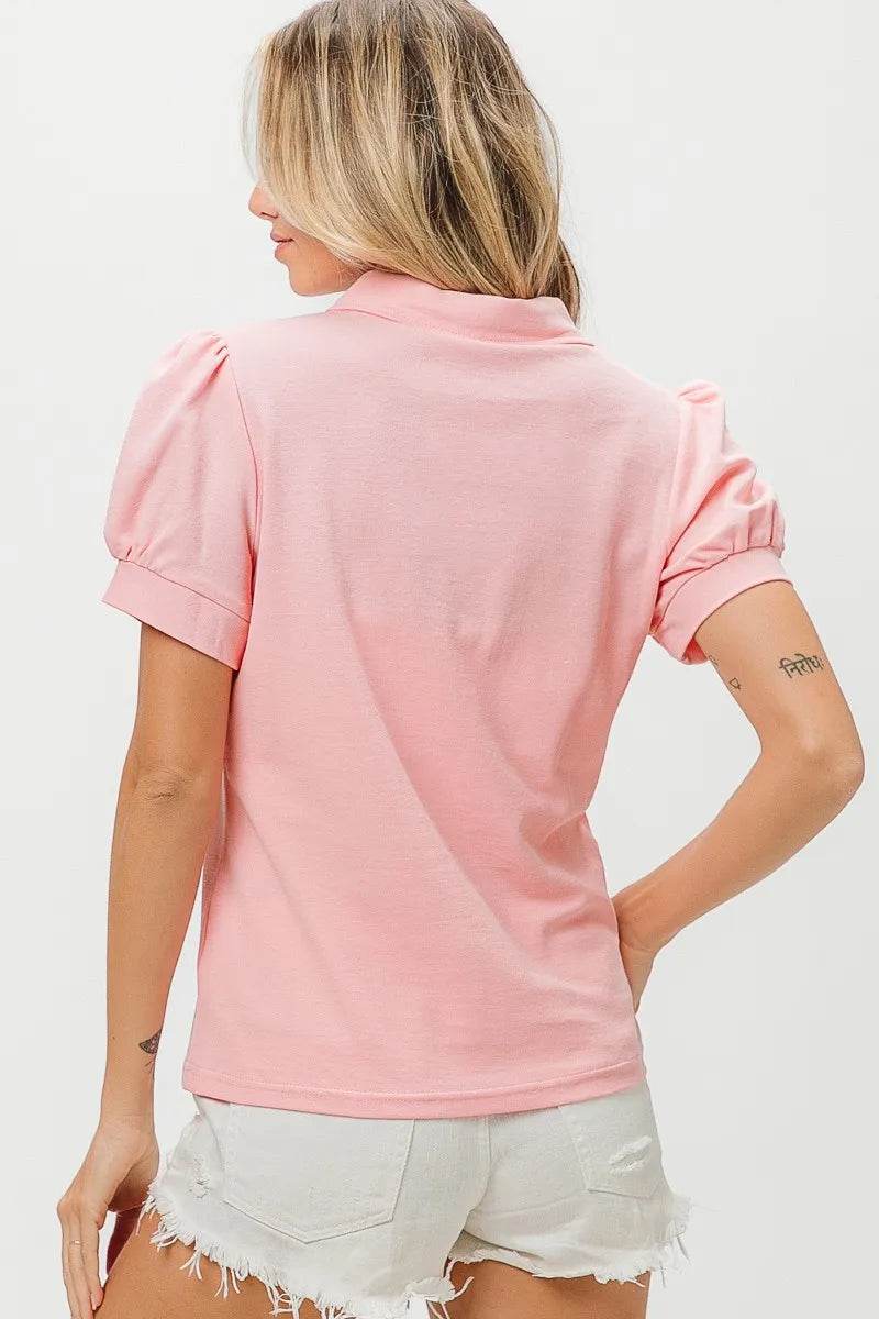 BiBi Short Puff Sleeve Pique Shirt Trendsi 57b0986de1c3428e90dc28c6f6e9ac55-Max-Origin