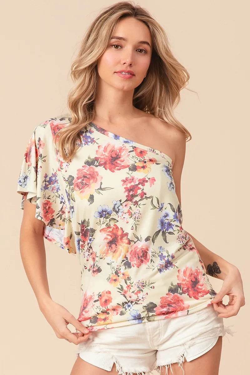 BiBi Floral Printed Jersey Knit Ruffle Sleeve Top Trendsi 57bc75be65294856ab02468ae0eadfa3-Max-Origin