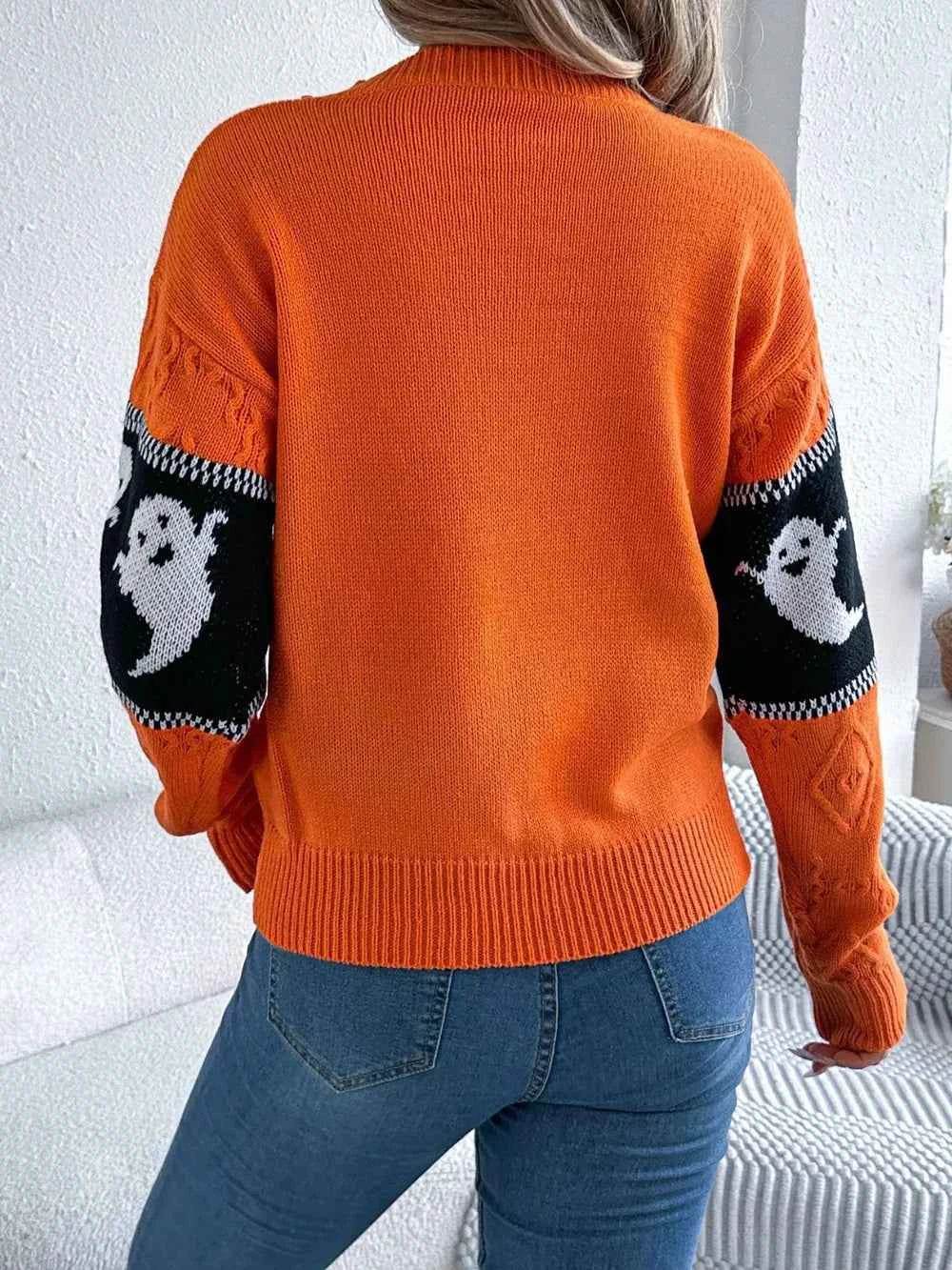 Ghost Round Neck Long Sleeve Sweater Trendsi 57dab011-398b-46b2-b7a5-0874c218f5b2-Max