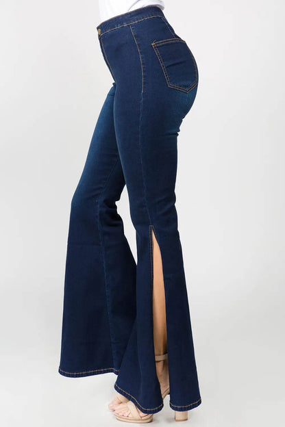 American Bazi Side Slit Flare Jeans Trendsi 581024cd-1f8a-41b8-966e-dd3fd7a7df9e-Max