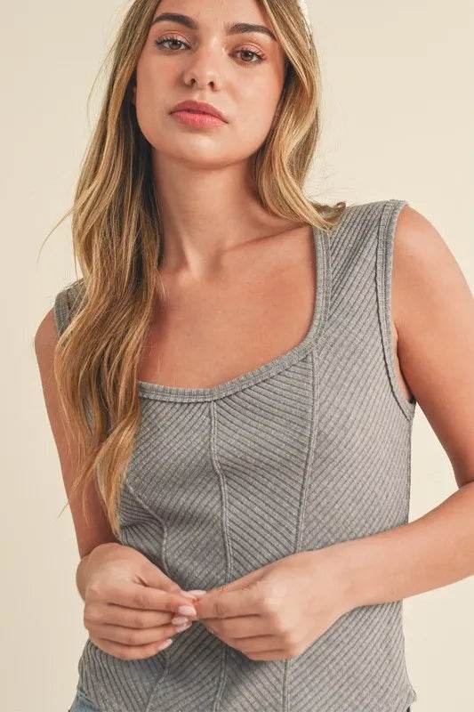 Aemi + Co Exposed Seam Ribbed Wide Strap Tank Trendsi 582ad567-d0e0-43ec-bcb5-fe534460007f-Max