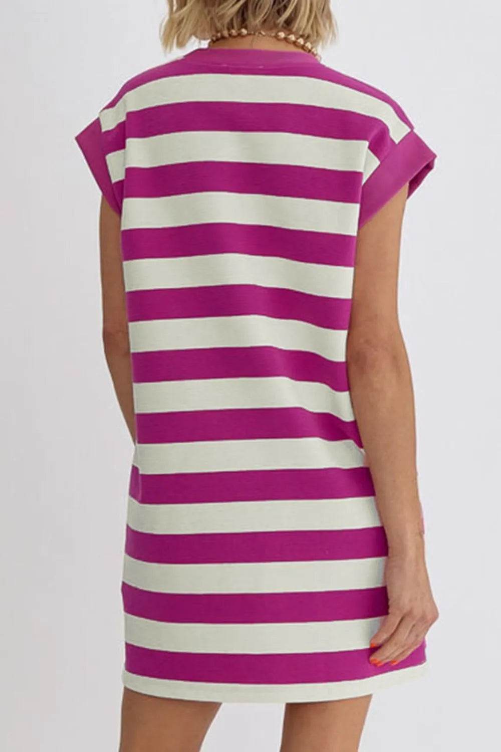 Stripe Cap Sleeve Pocketed Shift Tee Dress Trendsi 58301c99-8a1c-4dea-adaa-147739ddc2dd-Max-Origin