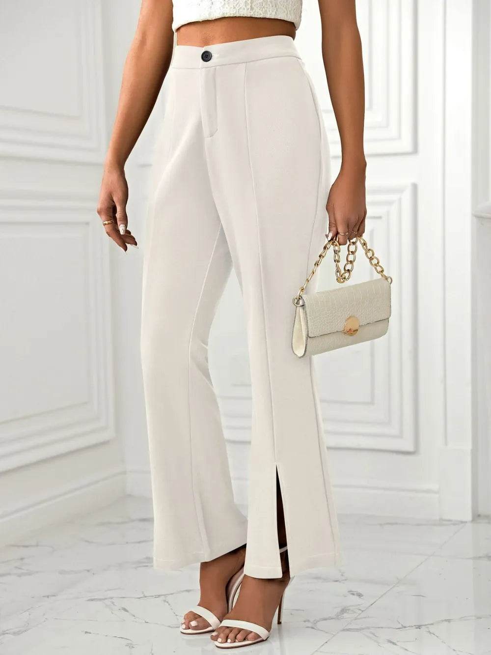 Slit Flare Pants with Pockets Trendsi 58478109-5d78-4ccb-9554-89a2348bbd39-Max