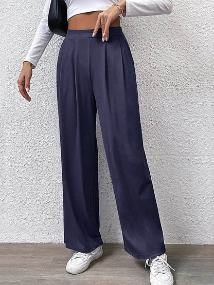 Perfee High Waist Straight Pants Navy Trendsi 58561669dd5840a8b9c13ea0e48df968-Max