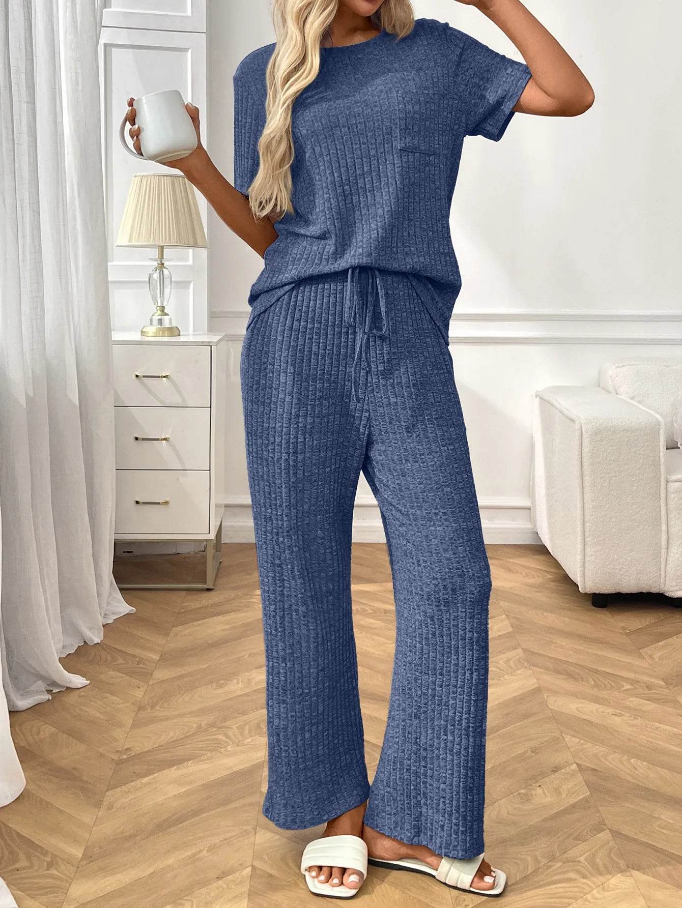 Ribbed Knit Short Sleeve Top and Pants Lounge Set Trendsi 5873e701-75ac-45ce-b66b-b355772d3cdb-Max-Origin