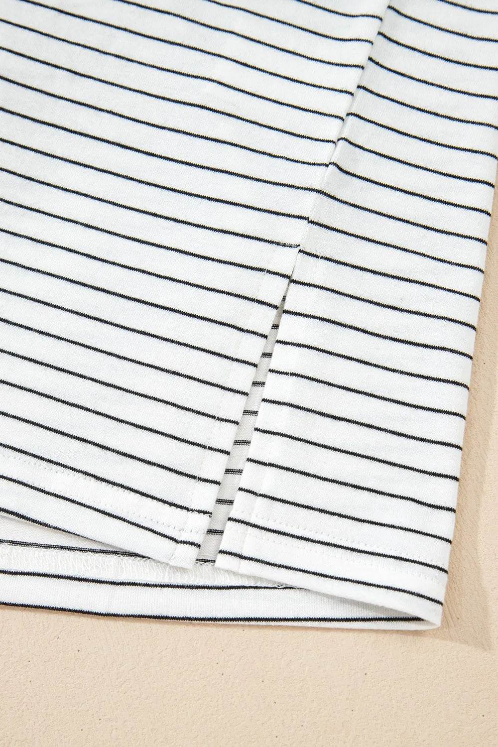 Stripe Cap Sleeve Crew Neck Casual Tee with Chest Pocket Trendsi 58d8cb64-bffd-4ef6-9e9e-10f7accc4868-Max-Origin