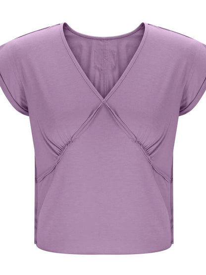 Deep V-Neck Cropped T-Shirt Trendsi 590ff6c93db9433292c0a1729123c766-Max-Origin
