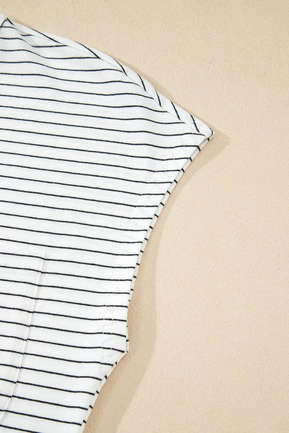 Stripe Cap Sleeve Crew Neck Casual Tee with Chest Pocket Trendsi 591ada7b-e739-47c5-a33a-e00ab7307463-Max-Origin