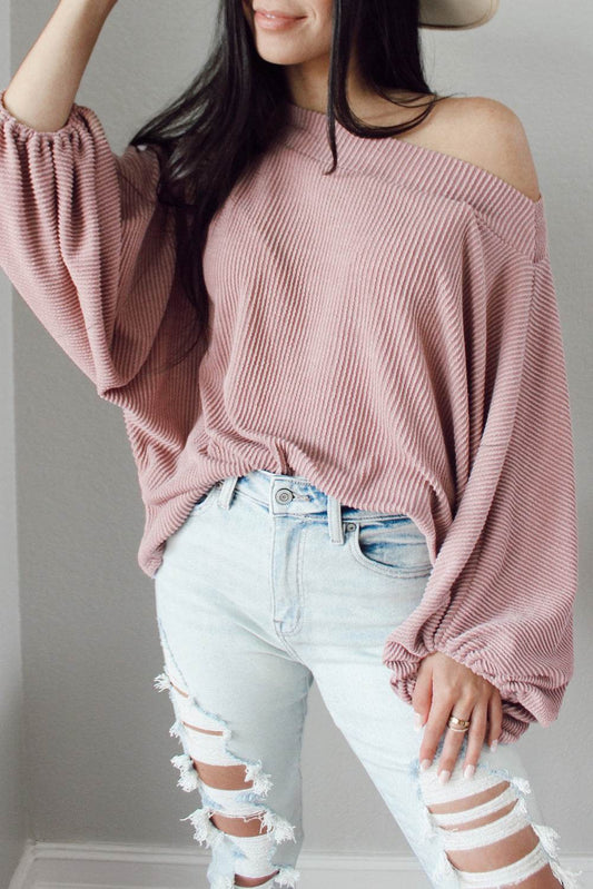 Ribbed Long Sleeve Knit Top Blush Pink Trendsi 59325ffd80e34266b0498822418a67d5-Max