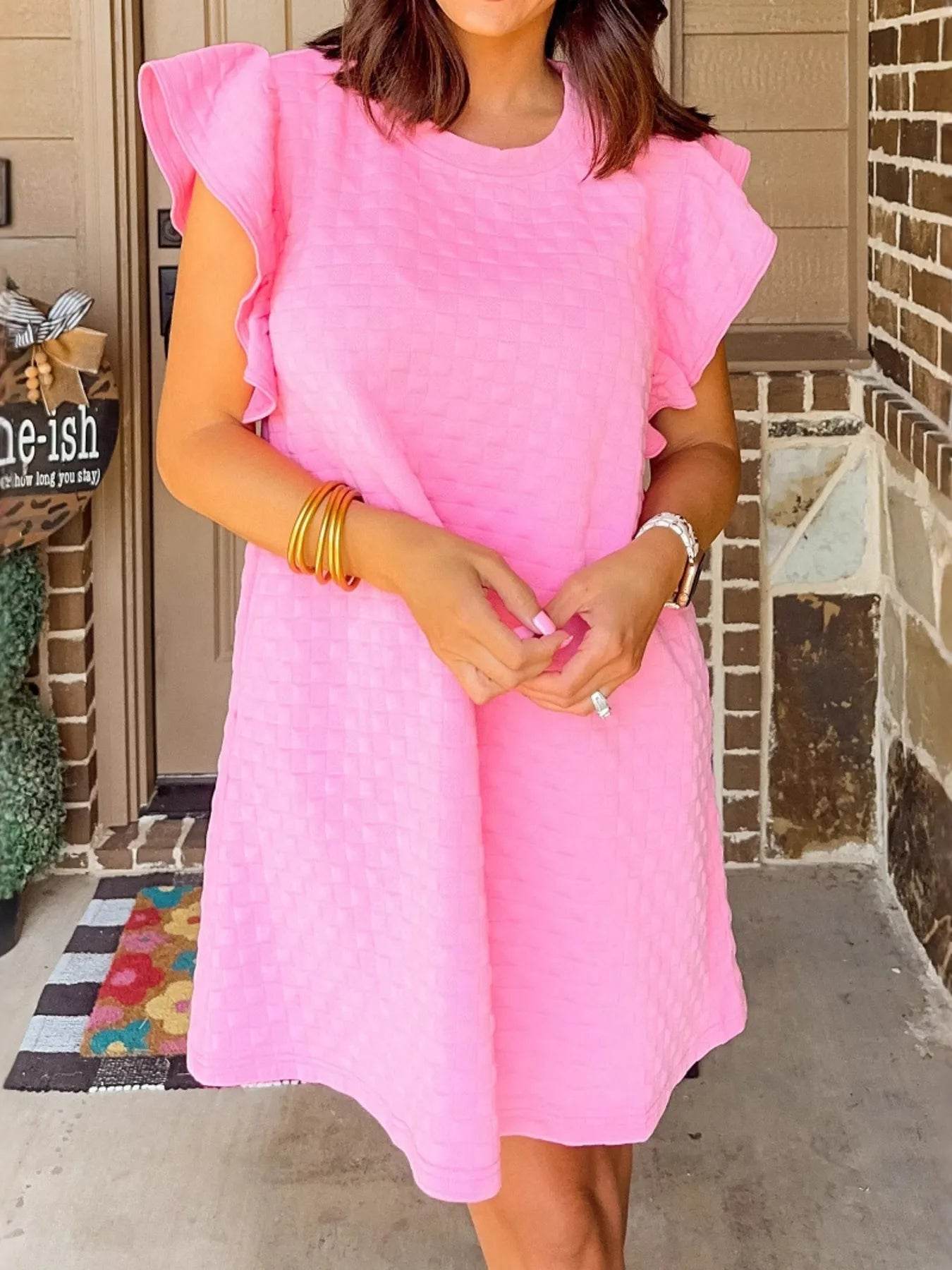 Textured Ruffle Sleeve Casual Summer Dress Trendsi 5932996b0825413881f21136a55df513-Max-Origin