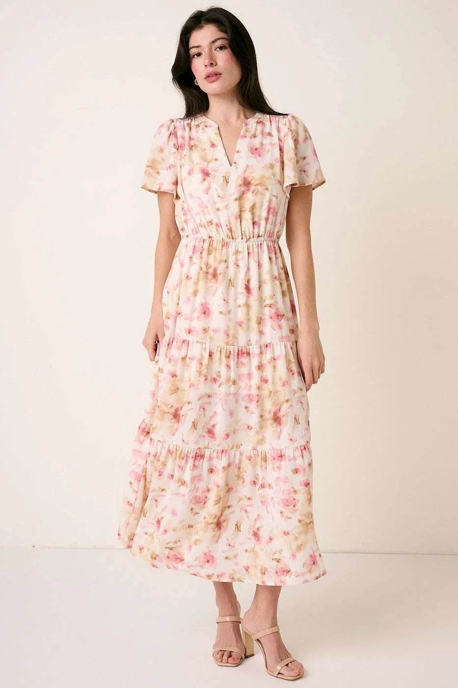 Mittoshop Flower Print Flutter Sleeve V Slit Maxi Dress Trendsi 5938e86849ca4dd49b9686033b1f3ae1-Max-Origin