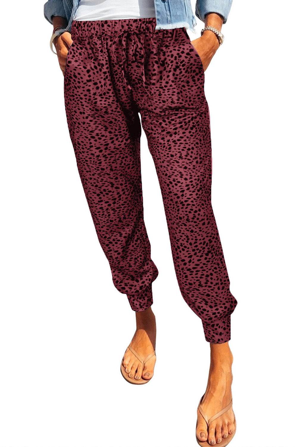 Leopard Print Joggers with Pockets Wine Trendsi 593eed504c564c109d59162ee3fca808-Max
