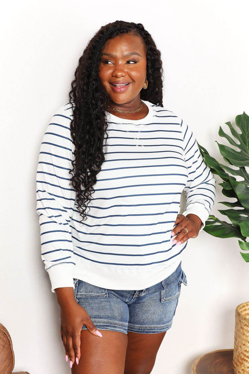 Double Take Striped Long Sleeve Round Neck Top Trendsi 594ebd287a544efb912ea98f5f28f3cc-Max
