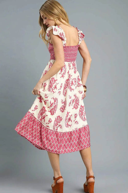 Umgee Printed Smocked Midi Dress with Ruffle Details Trendsi 595b1d39-4ac1-47f9-ab71-65cf3dfa91de-Max-Origin