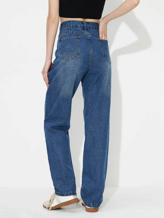 Asymmetric Waist Jeans with Pockets Trendsi 599d2938-0083-412c-9232-dbef7cde3ec4-Max
