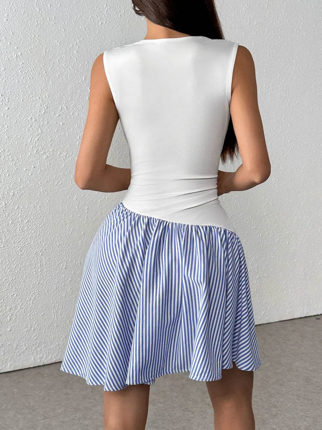Striped Mock Neck Sleeveless Mini Tank Dress Trendsi 59ad8aad-1776-4014-acdd-443ed659737e-Max-Origin