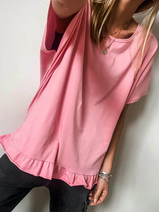 Ruffle Hem Round Neck Relaxed T-Shirt Trendsi 59af28dd-189a-4b84-b3e8-9fd1ba903b12-Max-Origin