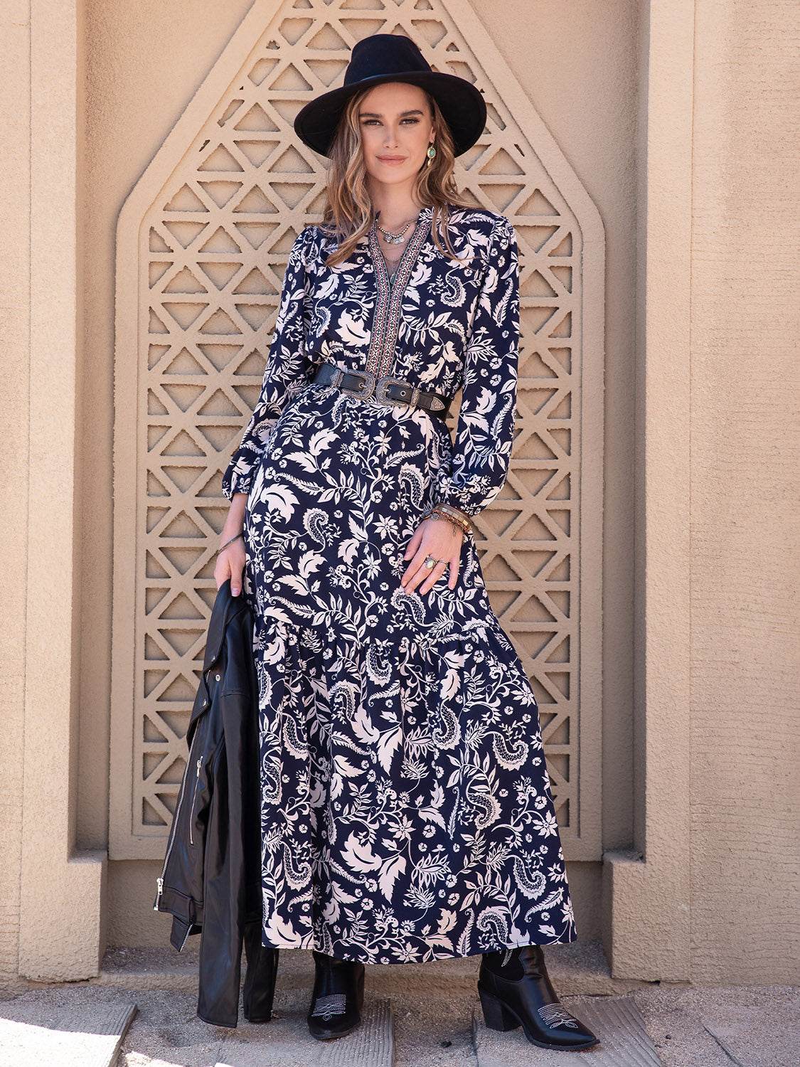 Printed Notched Neck Maxi Dress Trendsi 59c8b1e534dc4c2a9b3b8014ad23f1bc-Max