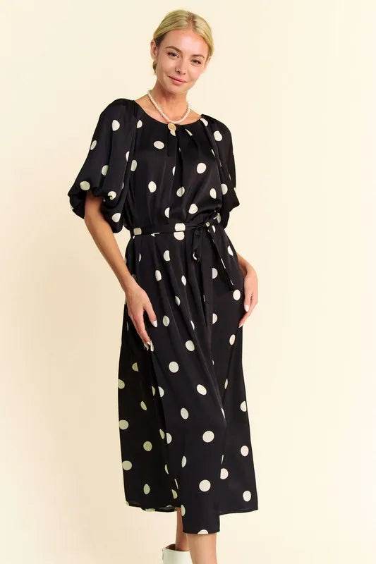 Davi & Dani Polka Dot Puff Sleeves Waist Tie Midi Dress Trendsi 59d7701fa54a400f978de93bb030f959-Max-Origin