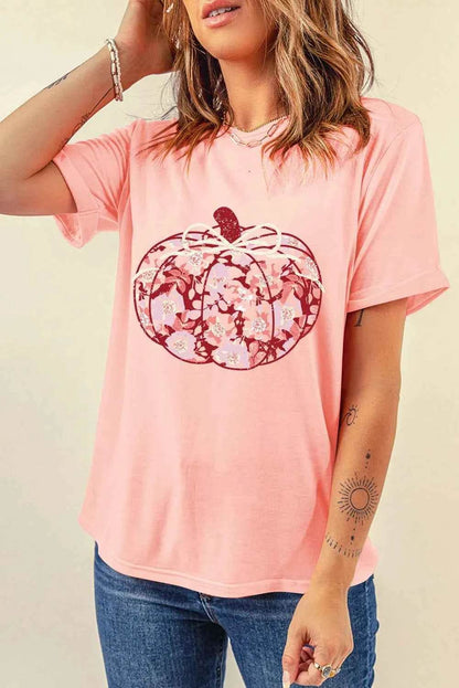 Pumpkin Graphic Round Neck Long Sleeve T-Shirt Trendsi 5a1480b0-f32d-4d15-968a-f9c3101c26b0-Max