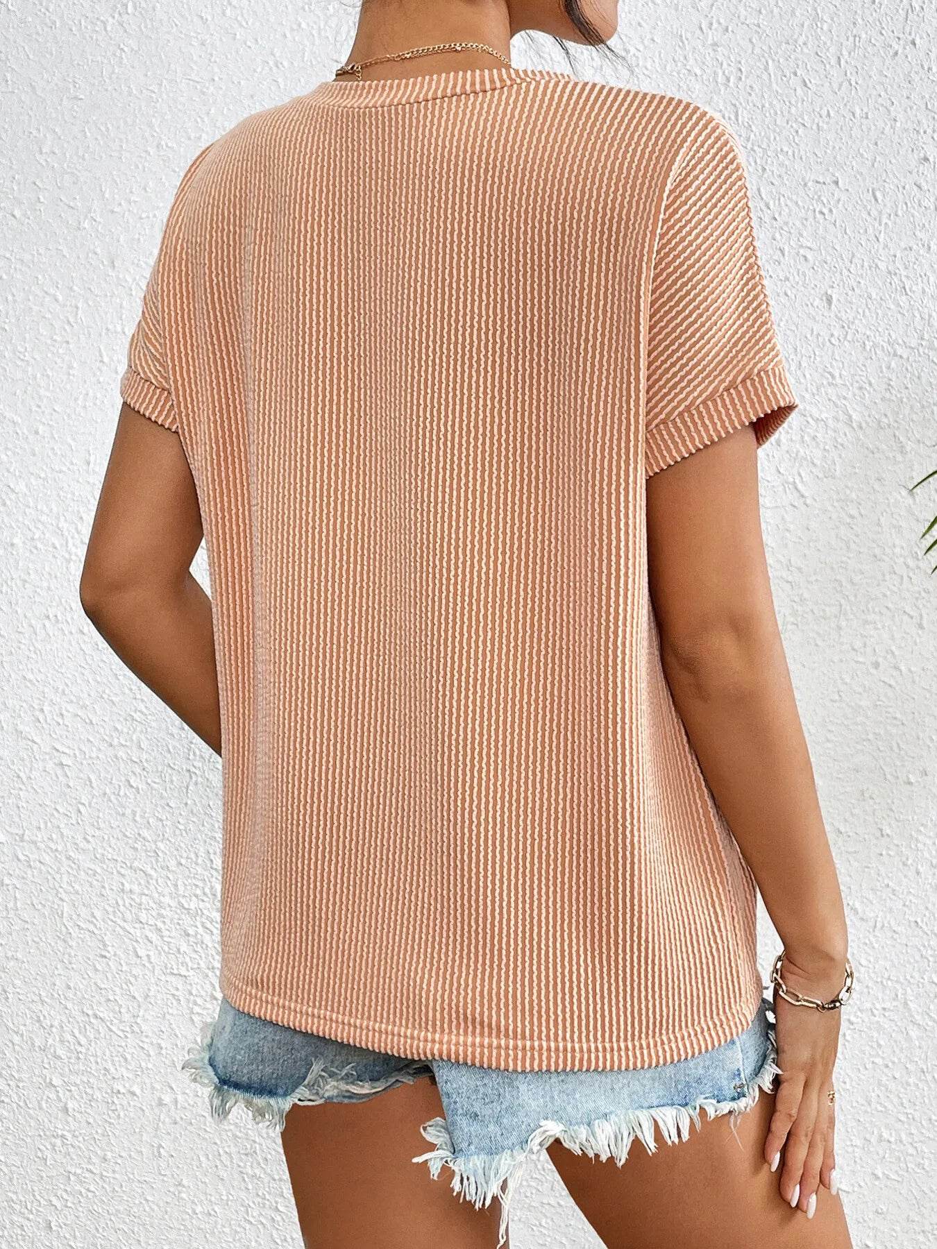 Ribbed Contrast Pocket T-Shirt Trendsi 5a20674a7f0a46e48086fa69d913599c-Max-Origin