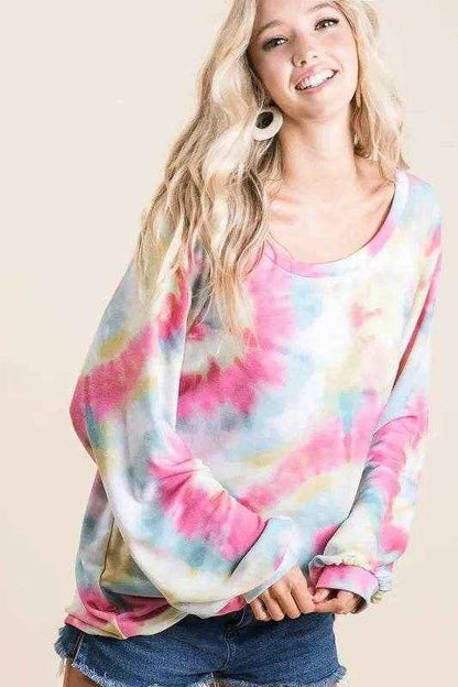 BiBi Tie Dye Print Terry Top With Puff Sleeves Trendsi 5a2916afec7d49ee8097d6cd84d61c52-Max-Origin