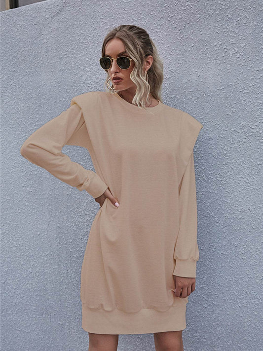 Round Neck Long Sleeve Mini Dress Tan Trendsi 5accfa5e1b614fd9be45dc4251aed2dd-Max