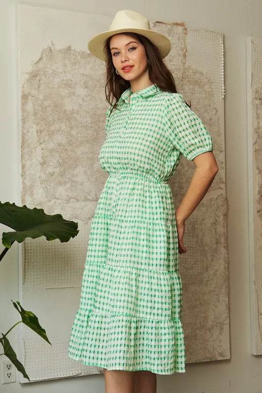 Davi & Dani Checkered Puff Sleeve Tiered Shirt Dress Trendsi 5adf28483d4f458fba06598aeae1b501-Max-Origin