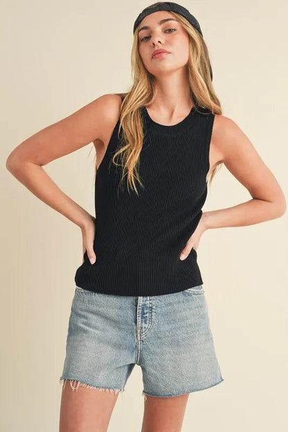 Aemi + Co Ribbed Round Neck Knit Tank Trendsi 5afea29f-22f6-4843-be16-91e4f0a96e84-Max