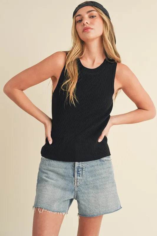 Aemi + Co Ribbed Round Neck Knit Tank Trendsi 5afea29f-22f6-4843-be16-91e4f0a96e84-Max