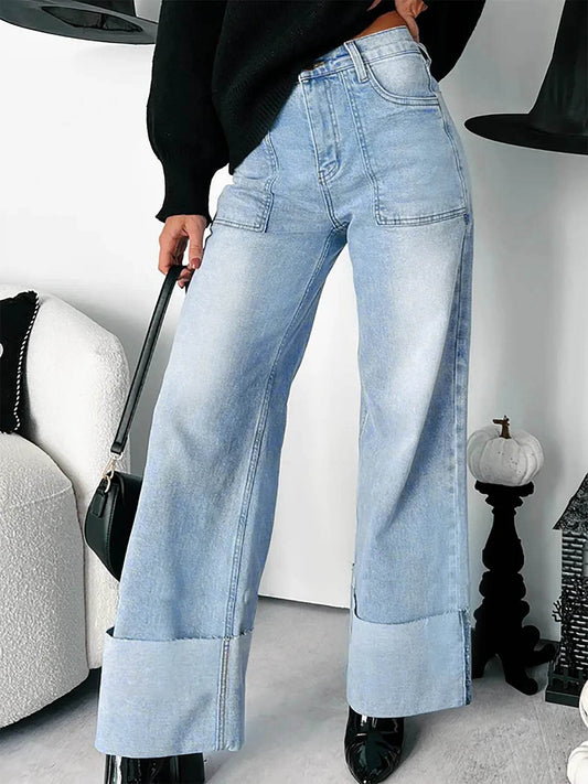 High-Waisted Wide-Leg Jeans with Cuffed Hem Azure Trendsi 5b29a2e633d841cbb7d503fc9442d54f-Max-Origin