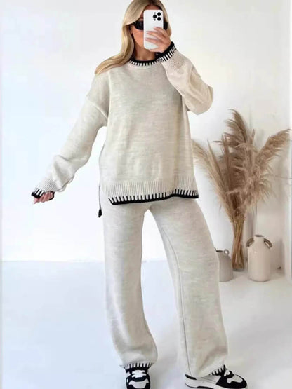 Contrast Trim Round Neck Top and Pants Sweater Set Trendsi 5b50b49168434e64bd36684ae34999ea-Max-Origin