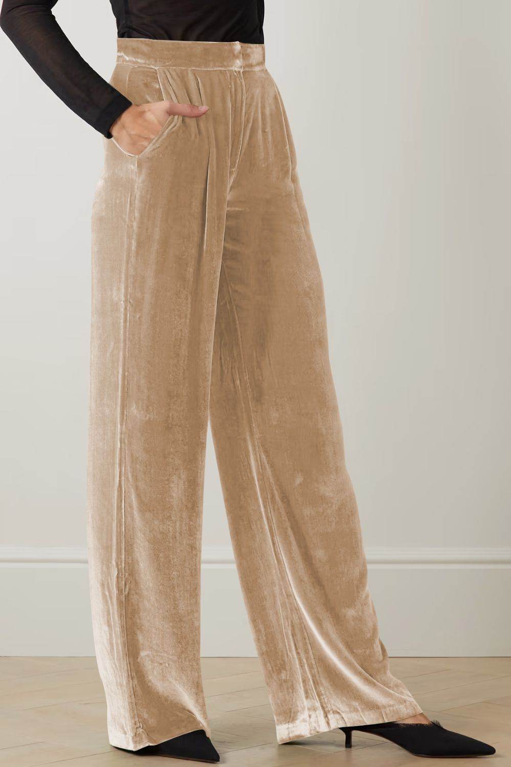 Loose Fit High Waist Long Pants with Pockets Trendsi 5bc0f12446b84127a585e15931bdd115-Max