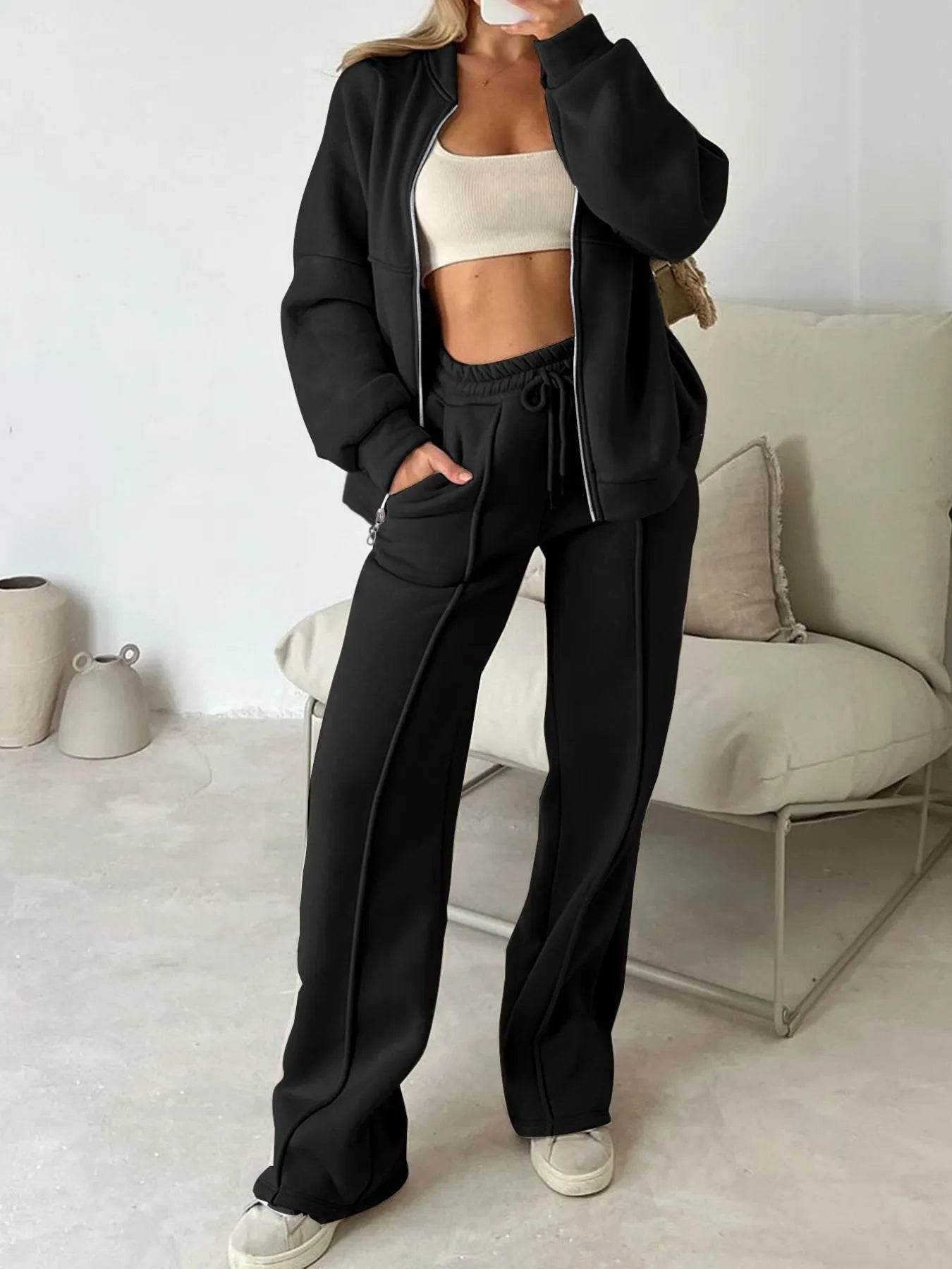 Zipper Up Jacket and Drawstring Pants Set Trendsi 5bdbb74e-9395-440e-b12b-5778a547bb90-Max-Origin